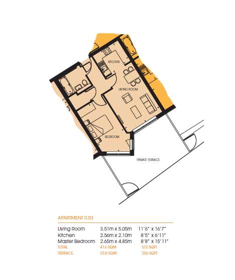 1 bedroom flat to rent - floorplan