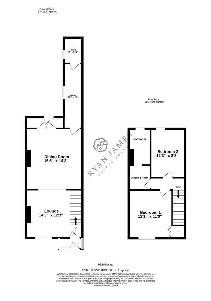 2 bedroom terraced house for sale - floorplan