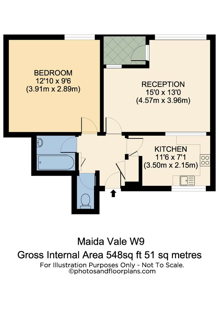 1 bedroom flat to rent - floorplan