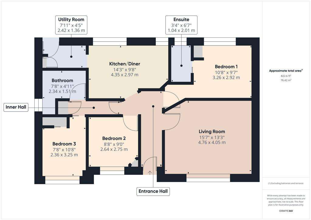 3 bedroom bungalow to rent - floorplan