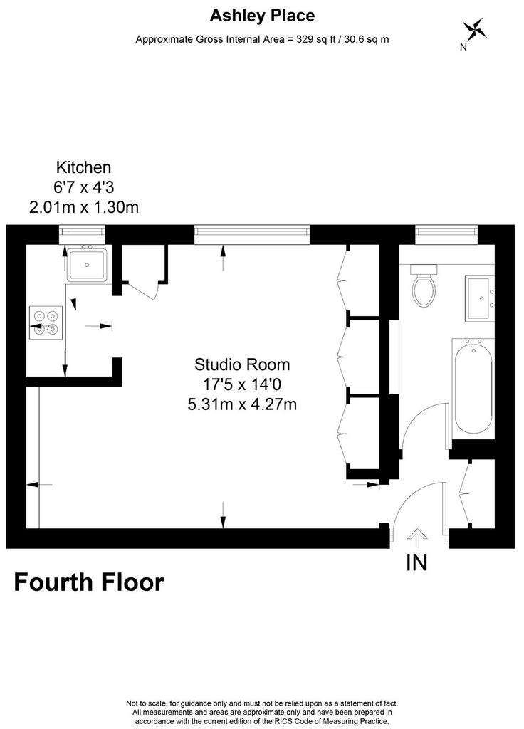 Studio flat to rent - floorplan