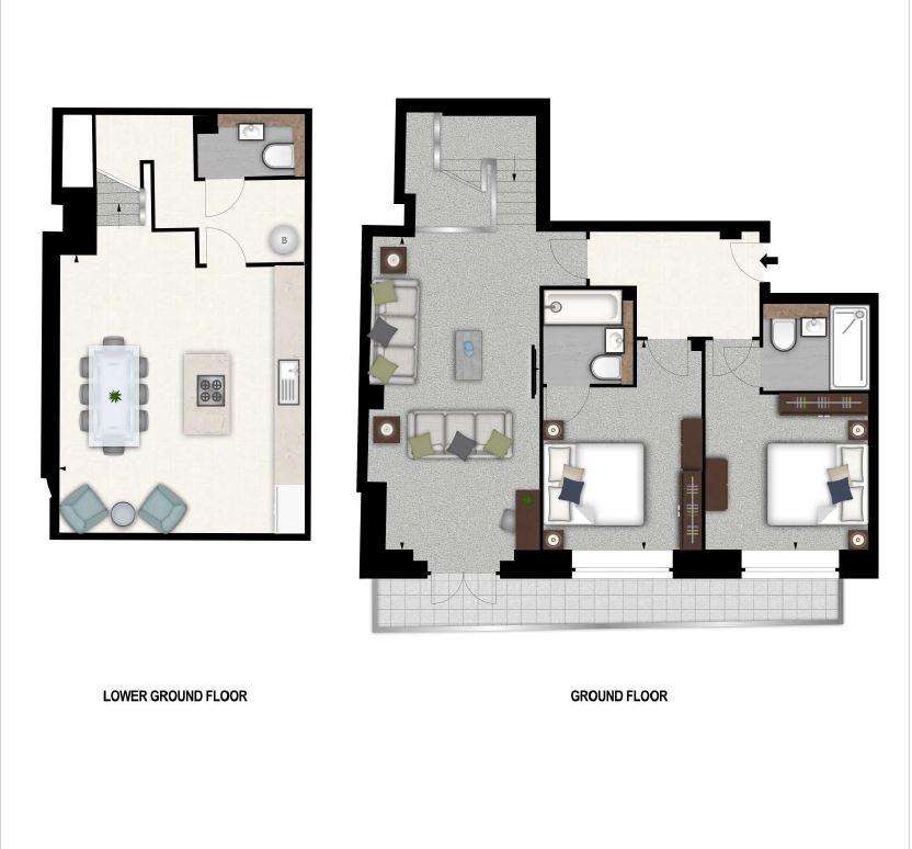 2 bedroom duplex apartment to rent - floorplan