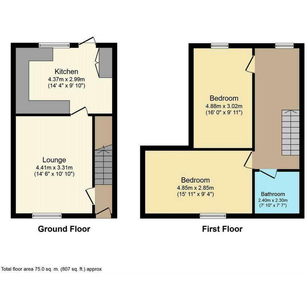 2 bedroom terraced house for sale - floorplan