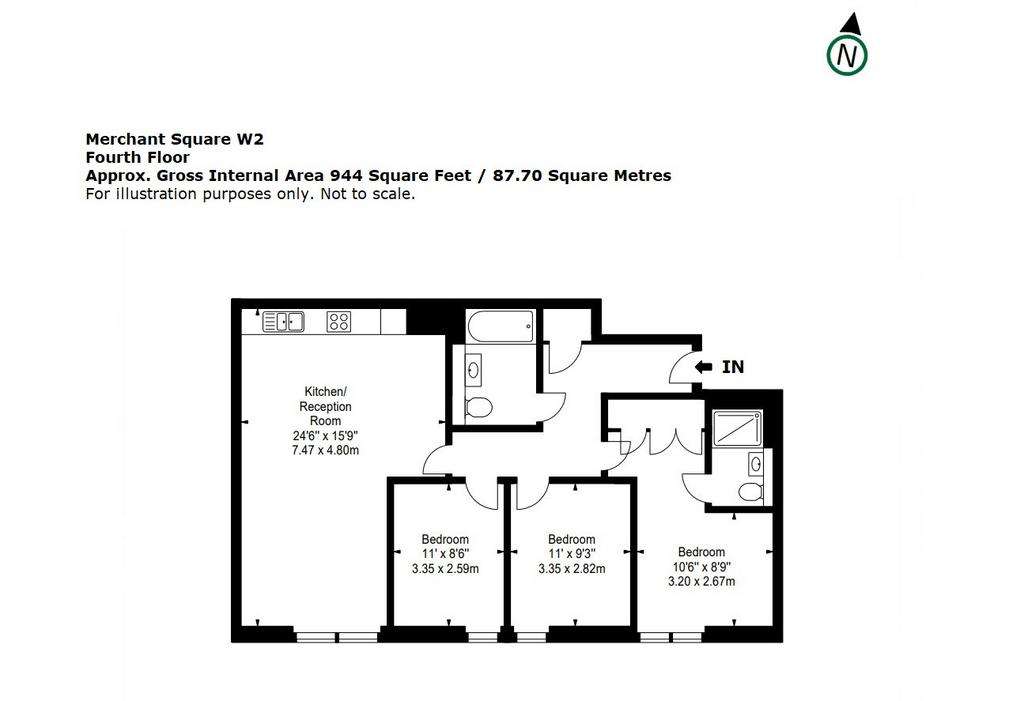 3 bedroom flat to rent - floorplan