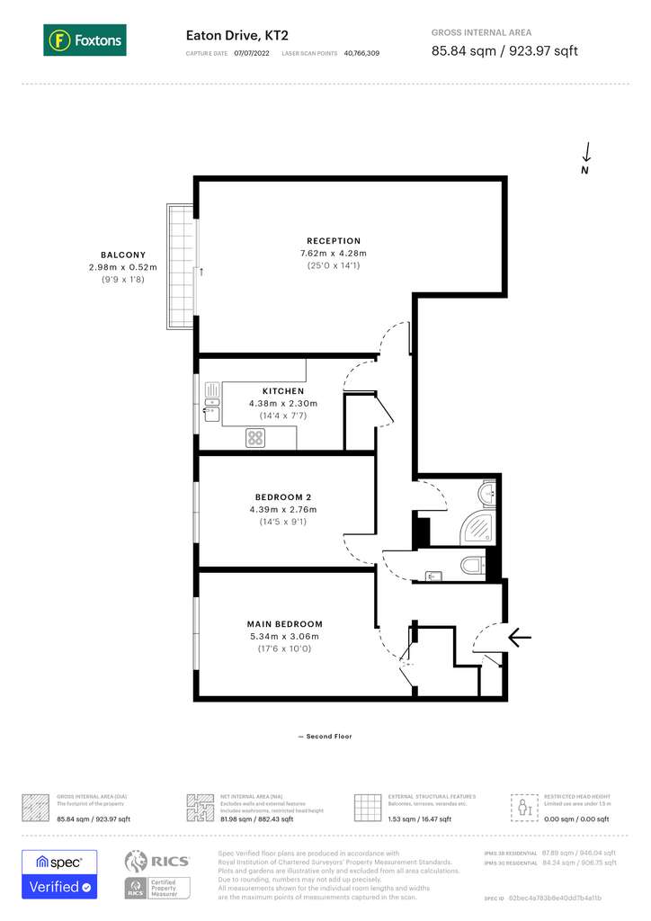 2 bedroom flat to rent - floorplan