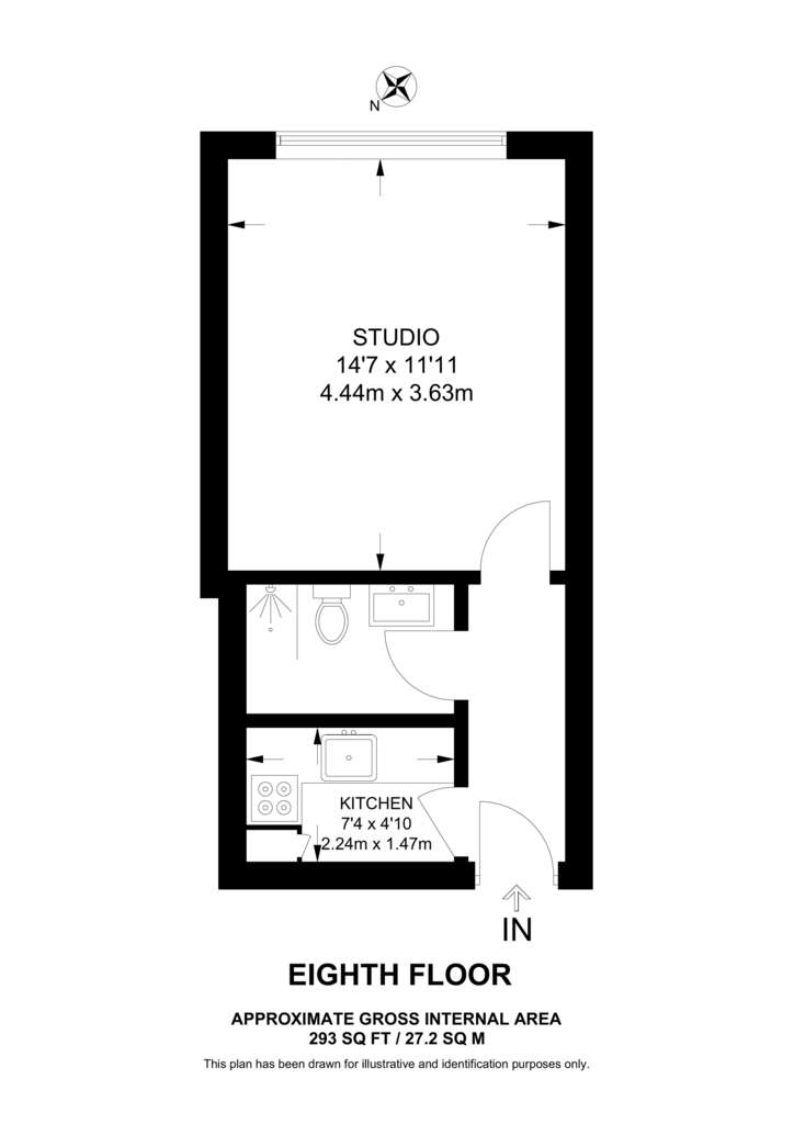 Studio flat to rent - floorplan