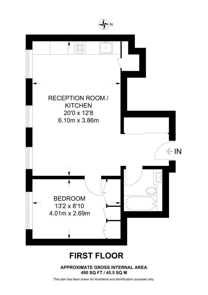 1 bedroom flat to rent - floorplan