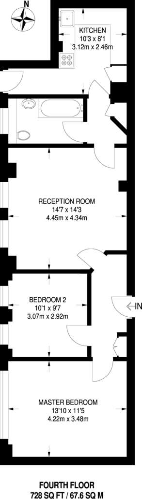 2 bedroom flat to rent - floorplan