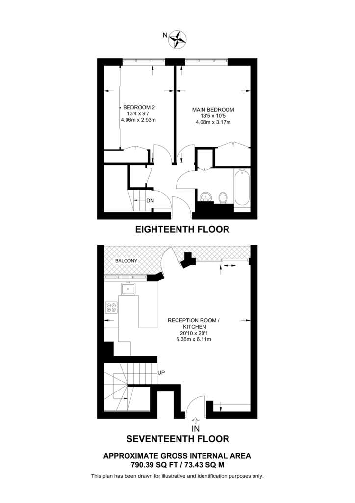 2 bedroom flat to rent - floorplan