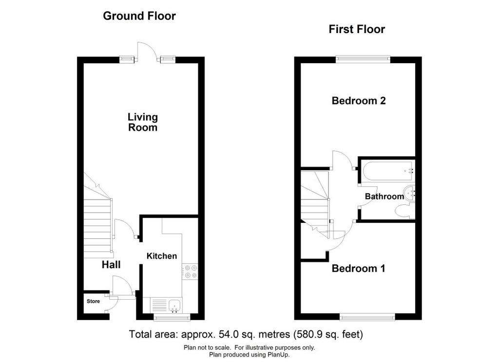 2 bedroom terraced house to rent - floorplan