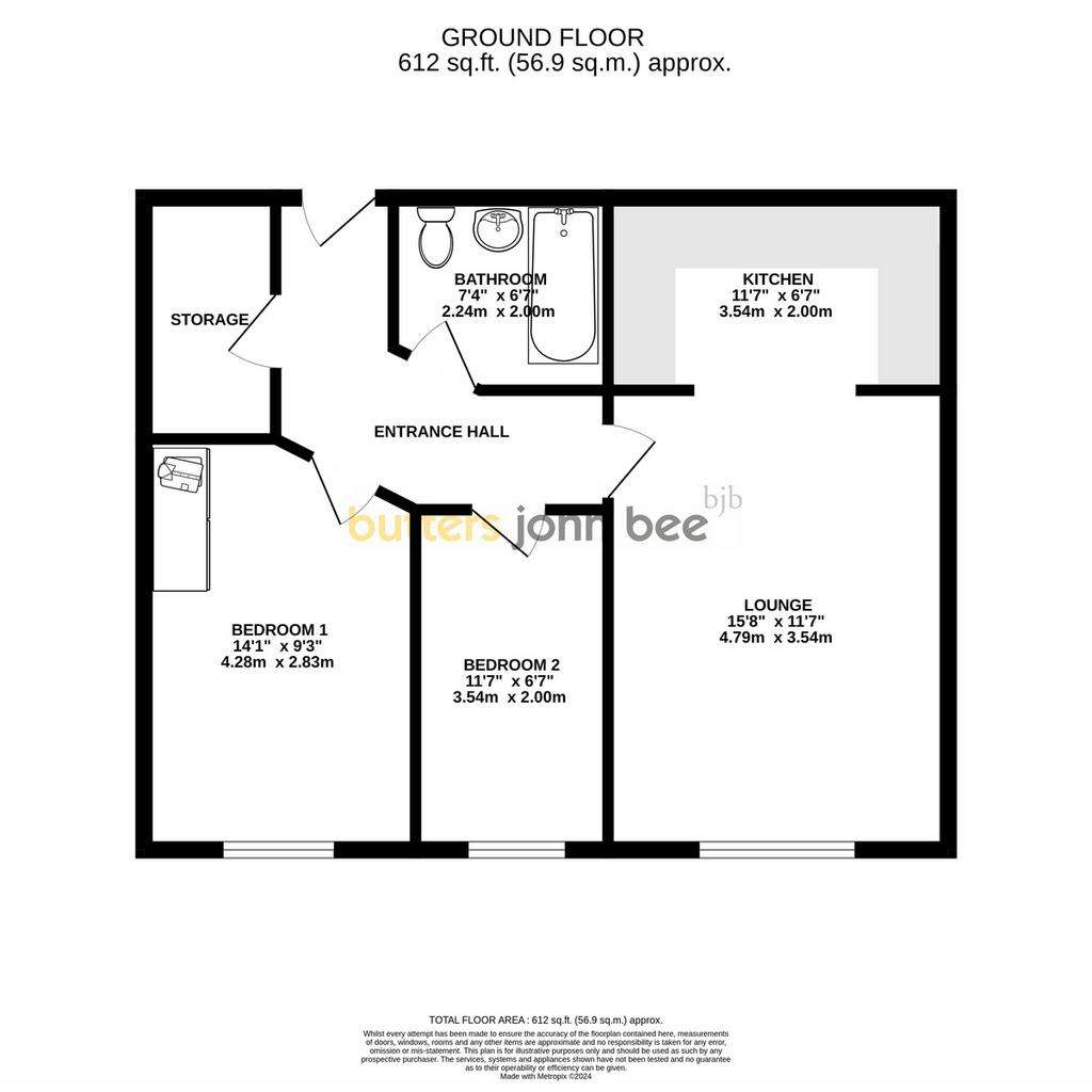 2 bedroom flat for sale - floorplan