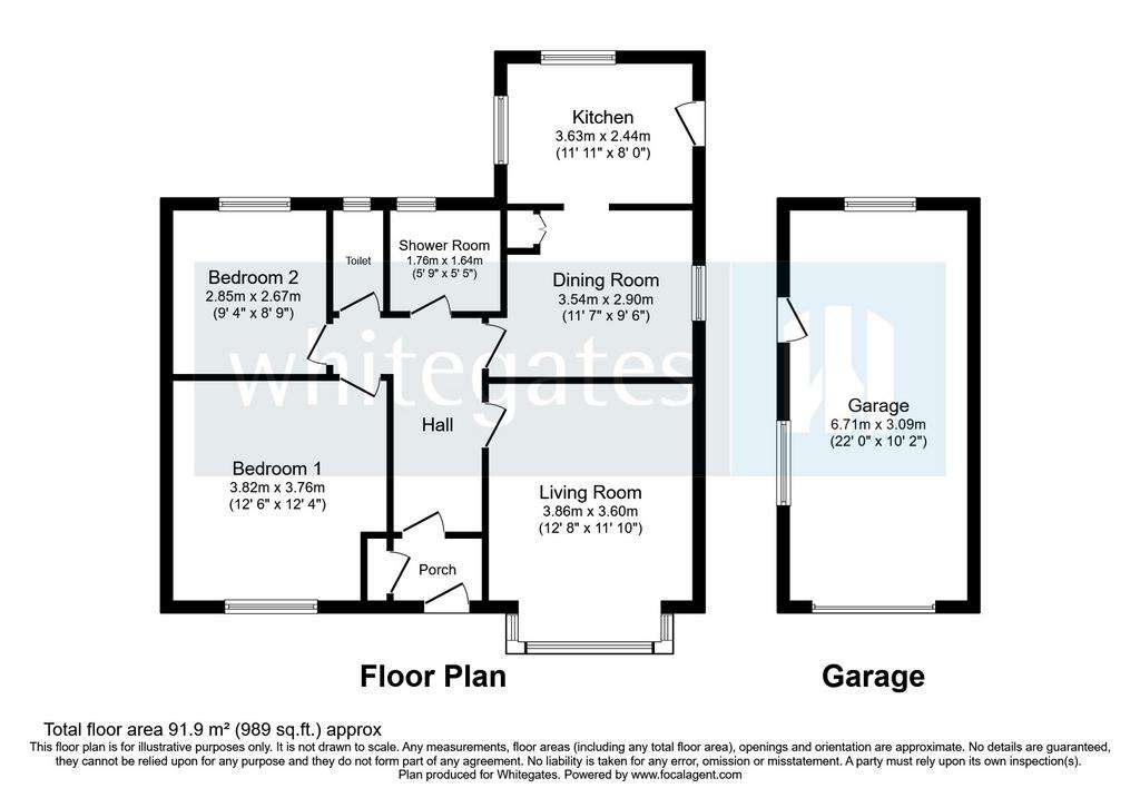 2 bedroom bungalow for sale - floorplan