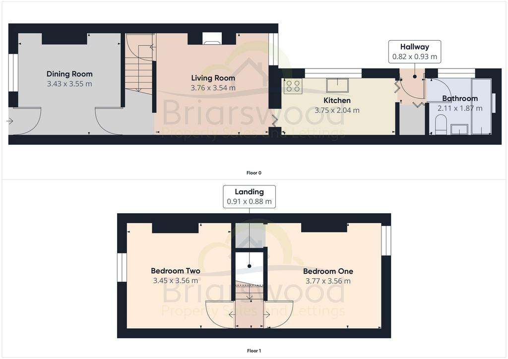 2 bedroom terraced house for sale - floorplan