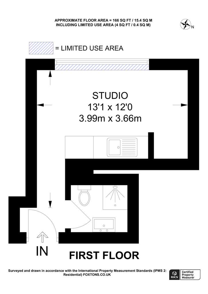 Studio flat to rent - floorplan