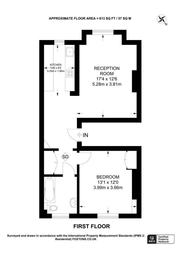 1 bedroom flat to rent - floorplan