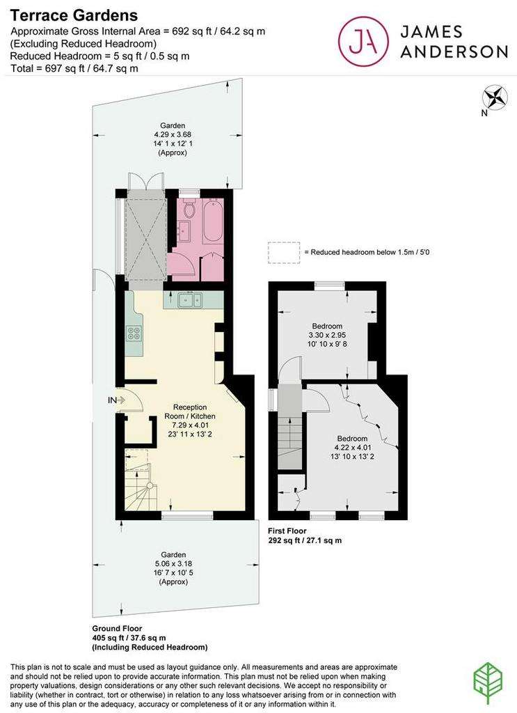 2 bedroom end of terrace house for sale - floorplan