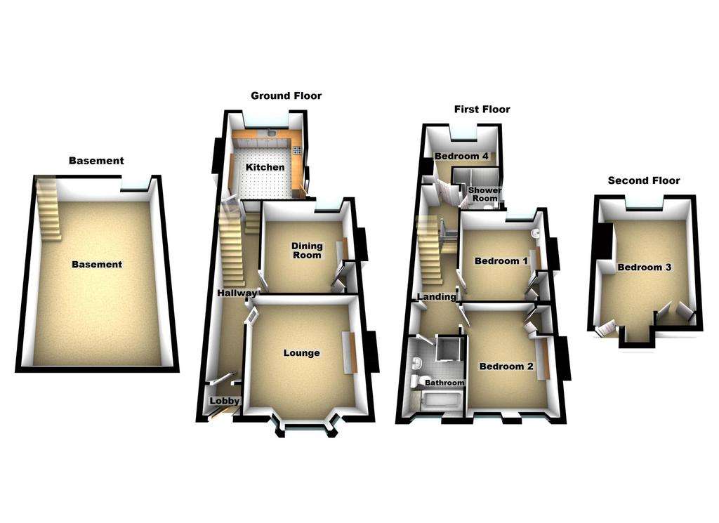 4 bedroom terraced house to rent - floorplan