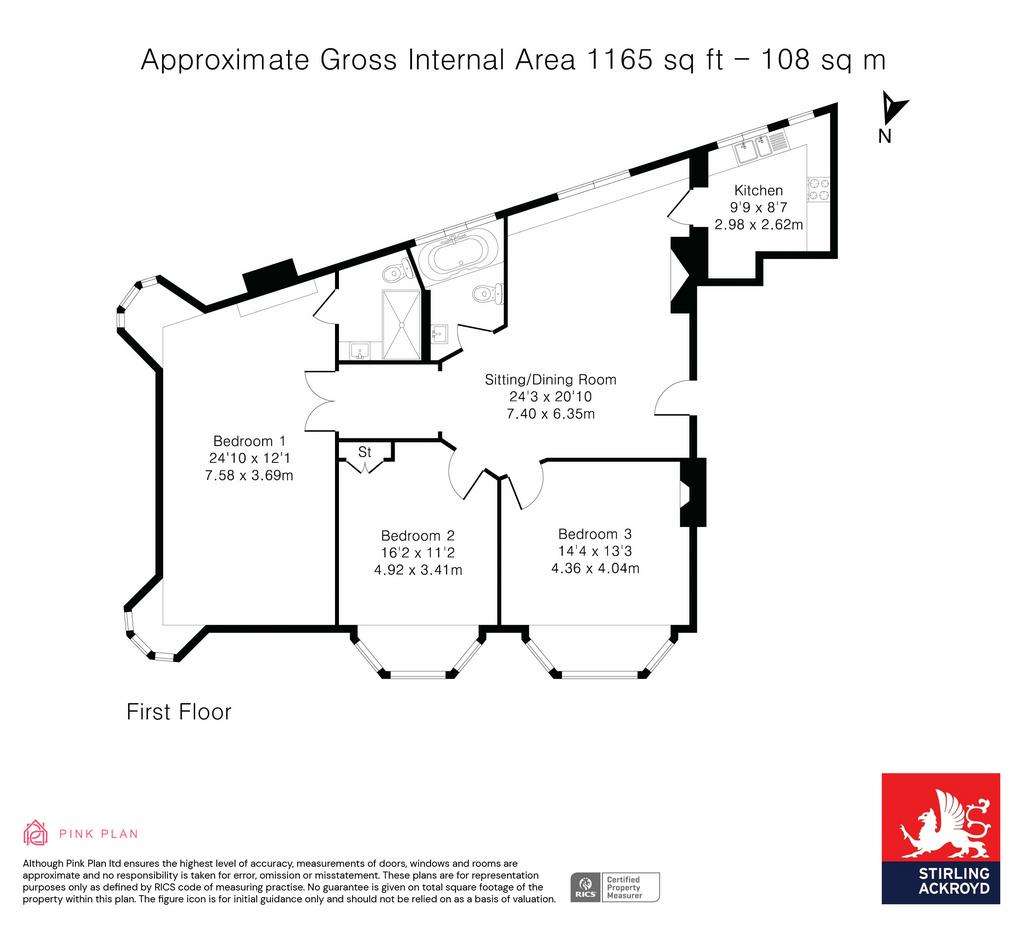 3 bedroom flat to rent - floorplan