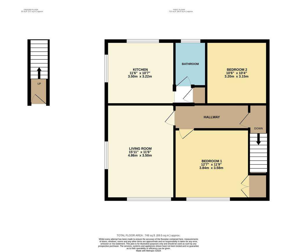 2 bedroom flat to rent - floorplan