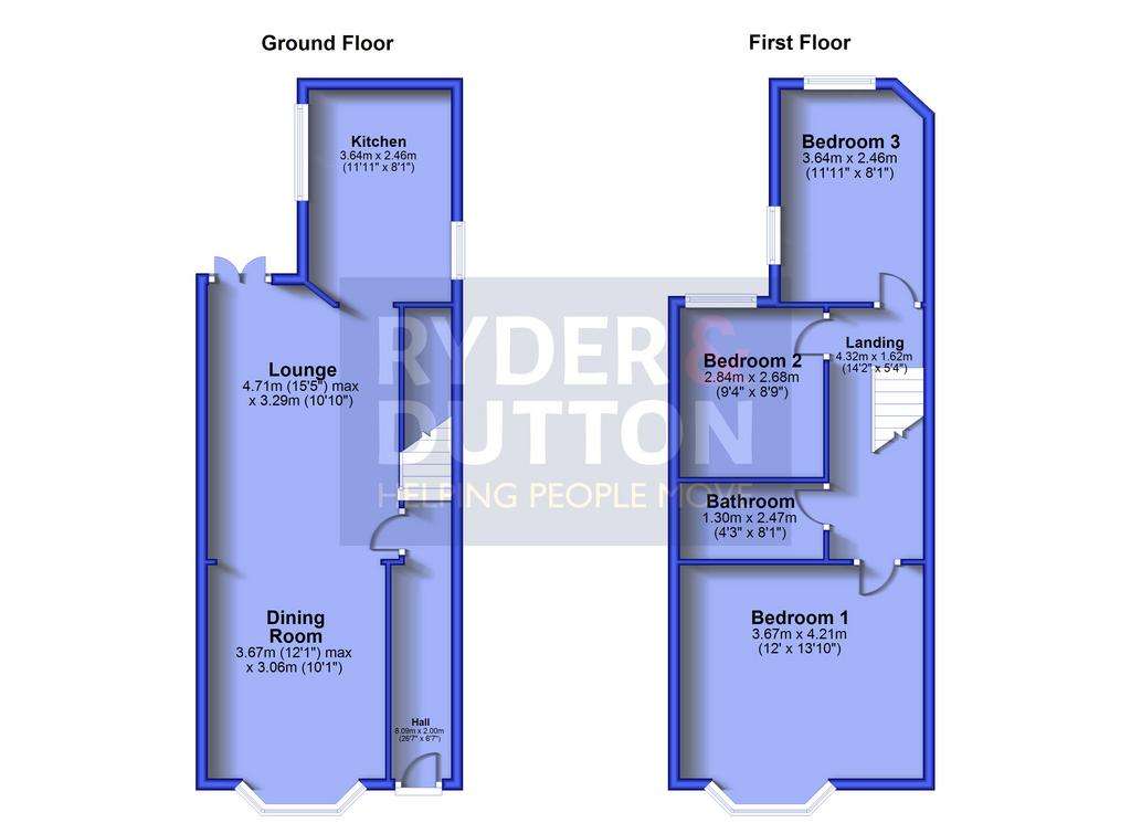 3 bedroom terraced house for sale - floorplan