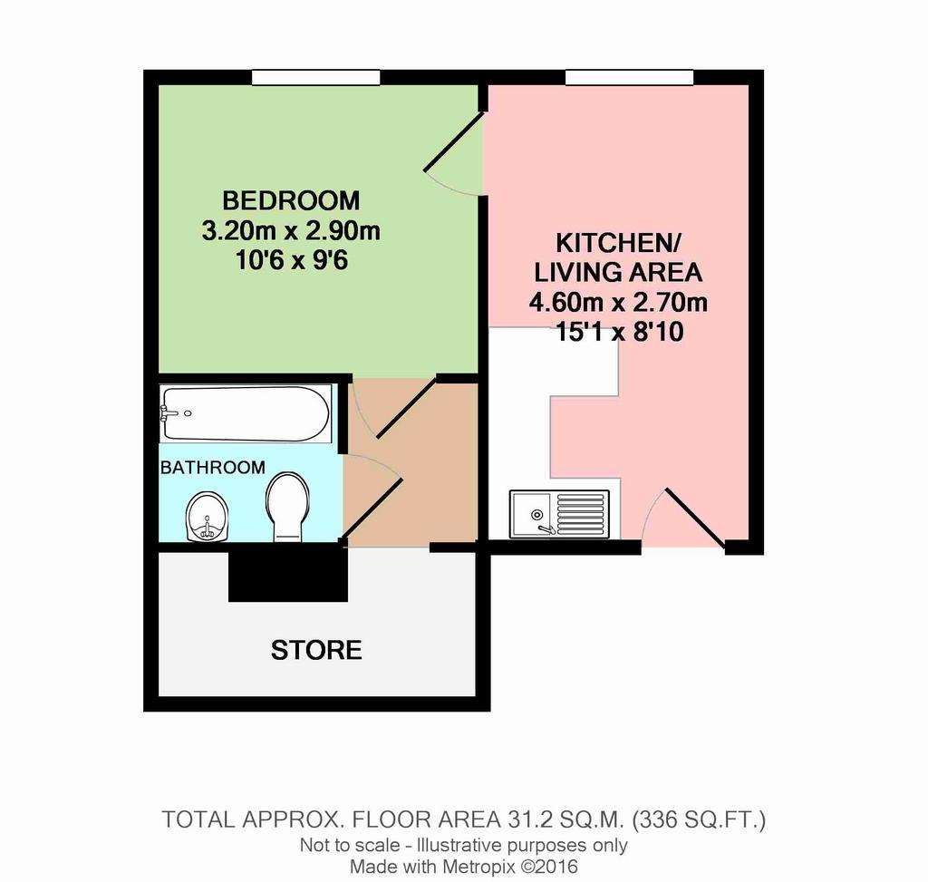 1 bedroom flat to rent - floorplan