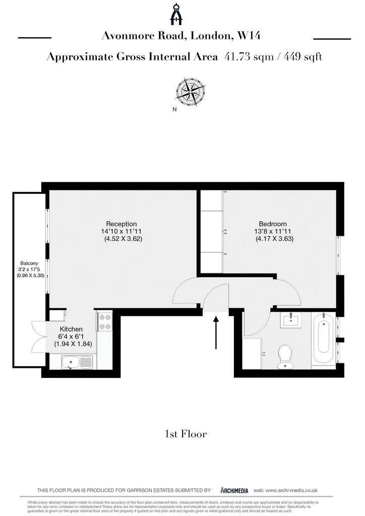 1 bedroom flat to rent - floorplan