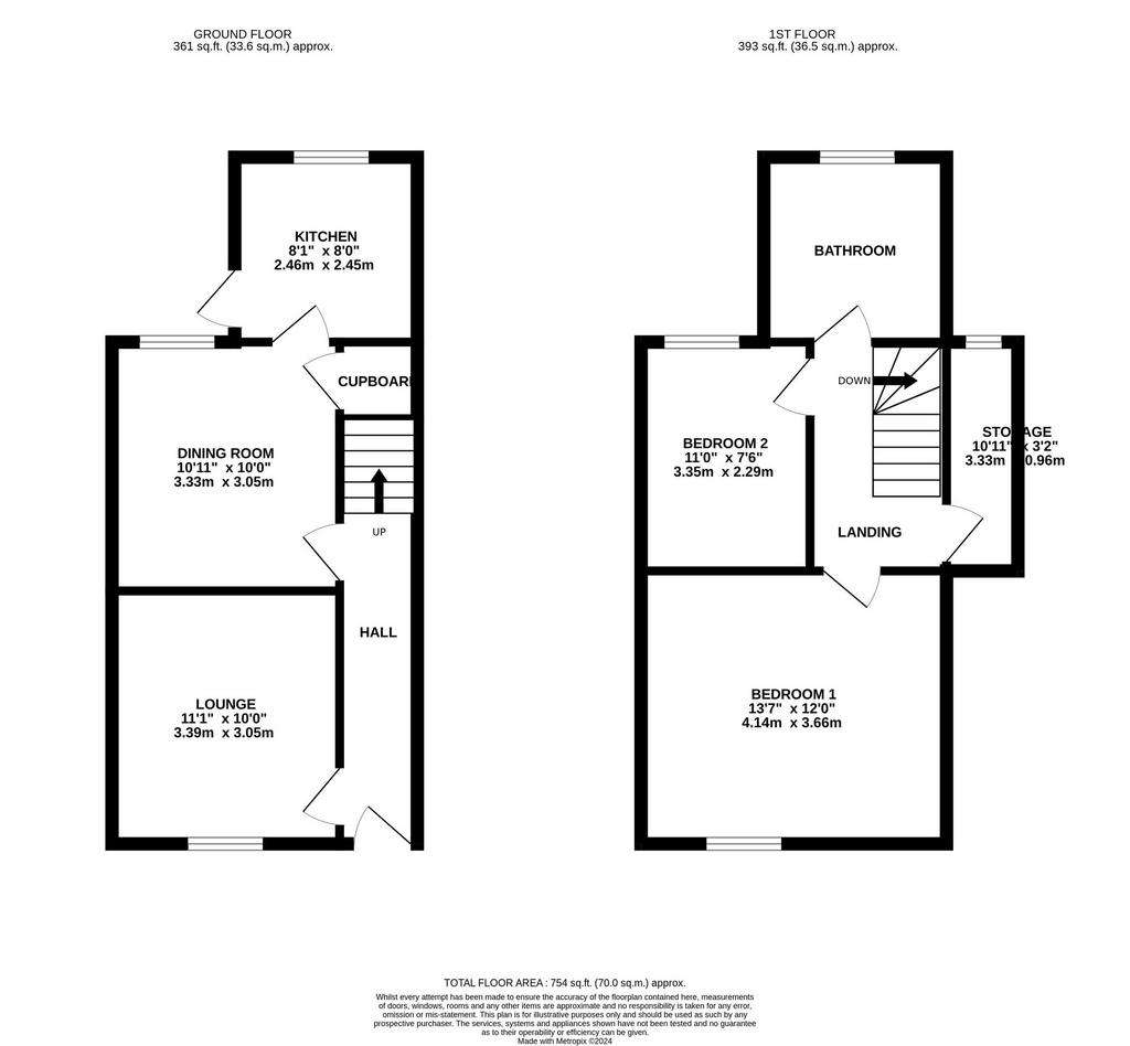 2 bedroom terraced house for sale - floorplan