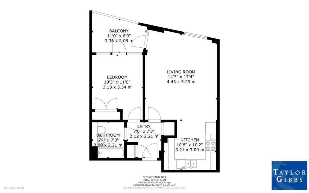 1 bedroom flat to rent - floorplan