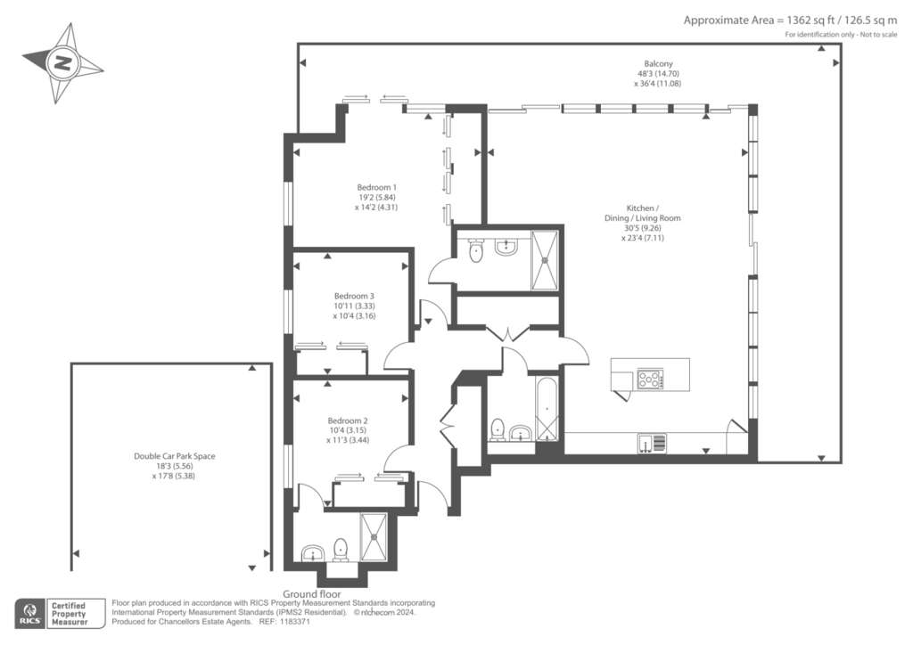 3 bedroom flat for sale - floorplan