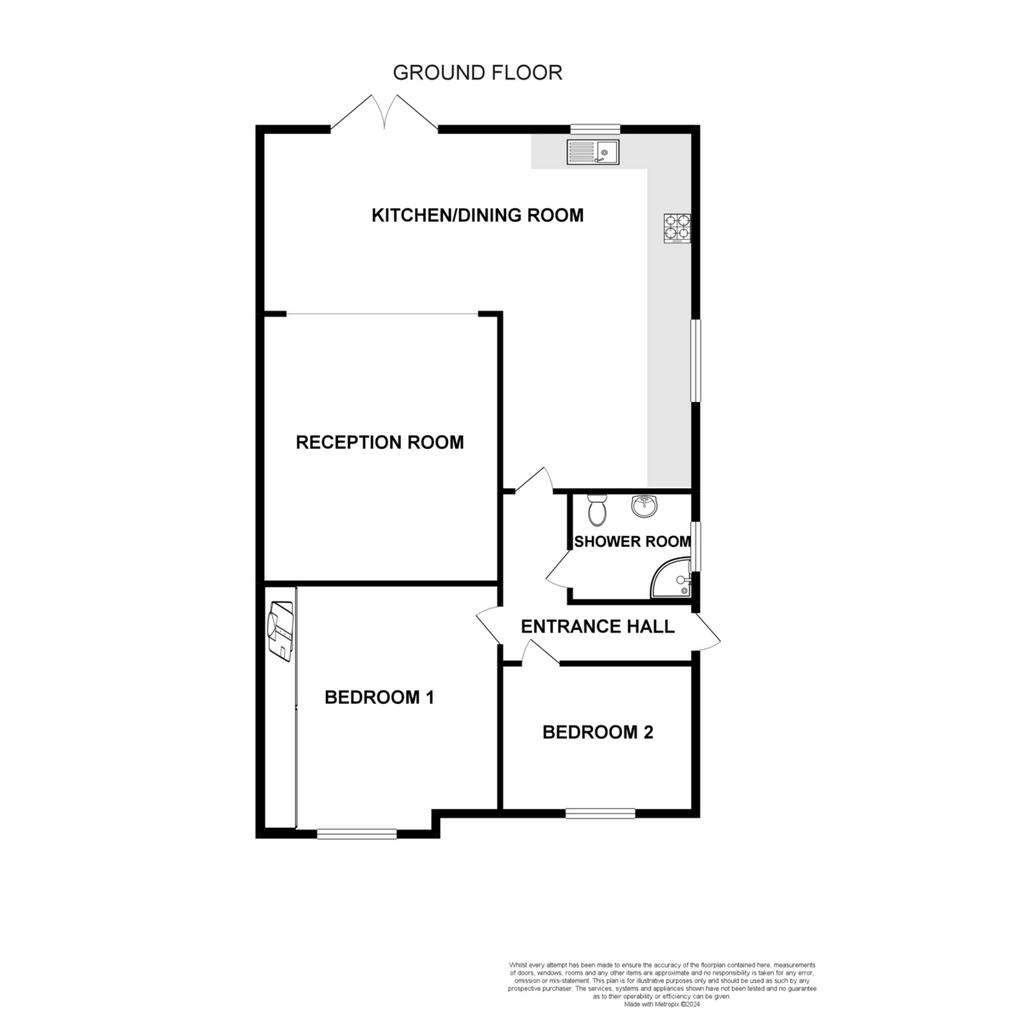 2 bedroom semi-detached bungalow for sale - floorplan