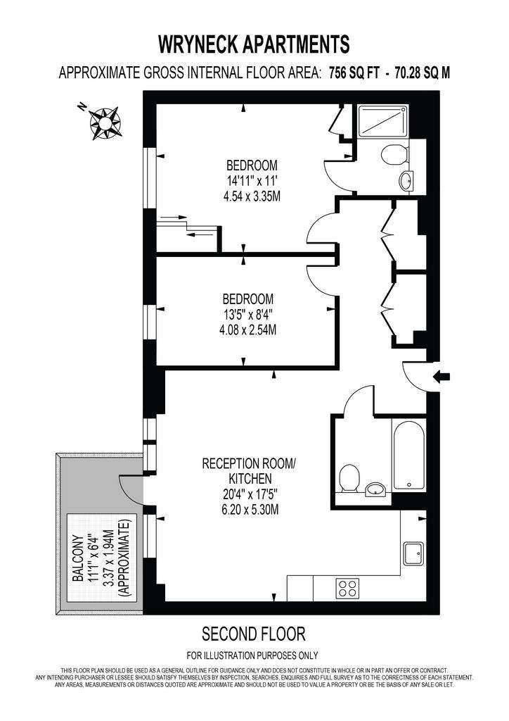 2 bedroom flat to rent - floorplan