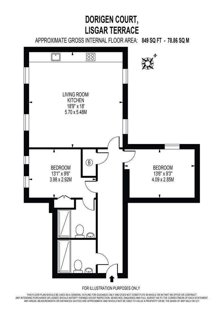 2 bedroom flat to rent - floorplan