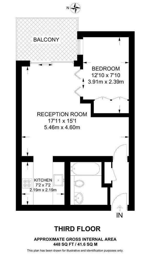 1 bedroom flat to rent - floorplan