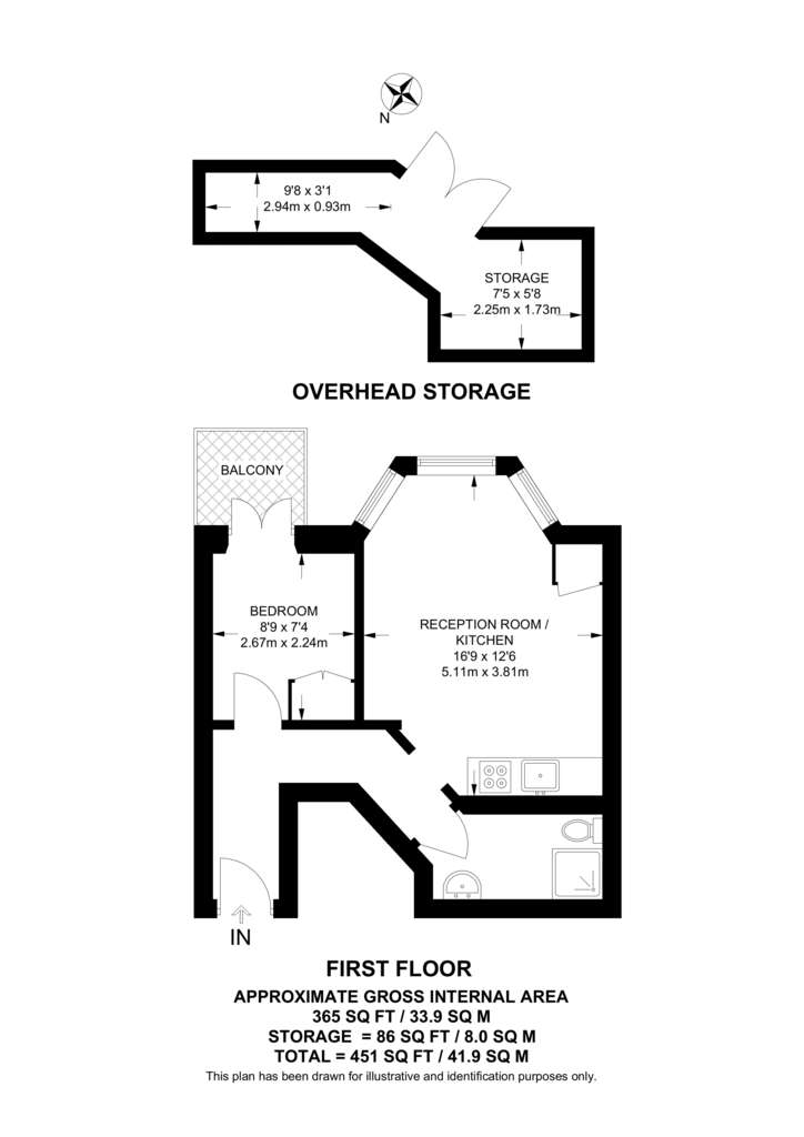 1 bedroom flat to rent - floorplan