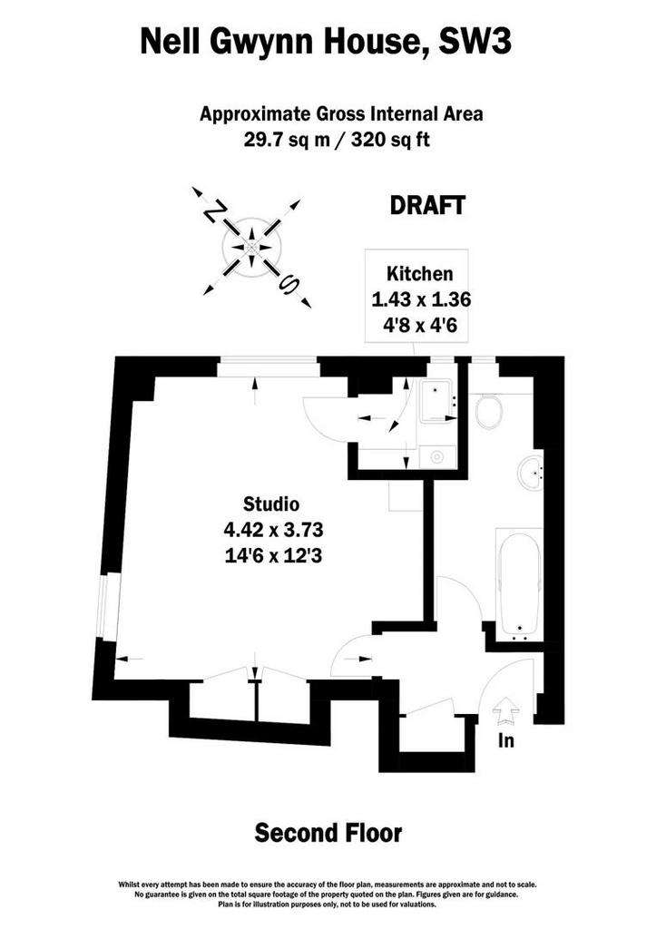 Studio flat to rent - floorplan