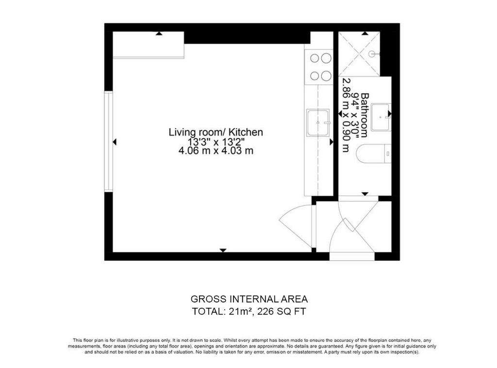 Studio flat to rent - floorplan