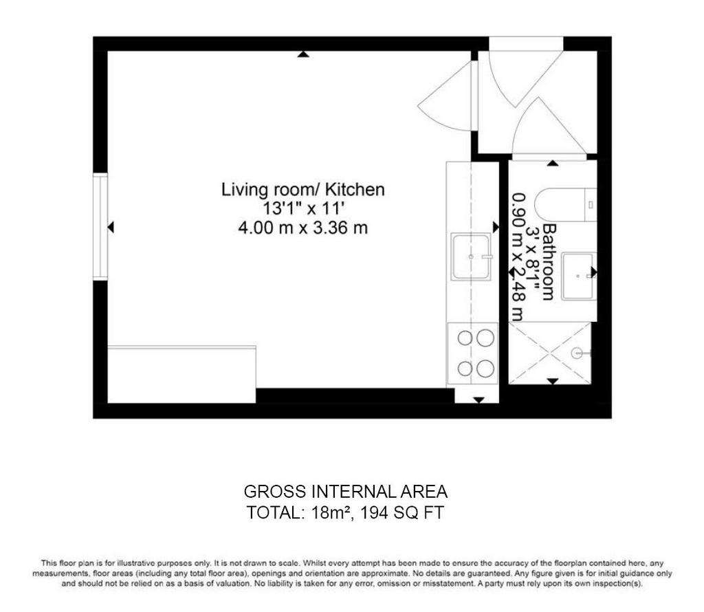 Studio flat to rent - floorplan