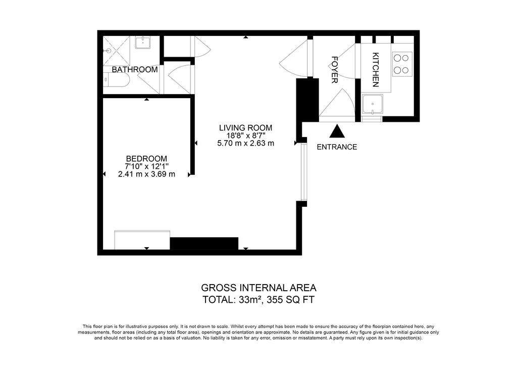 Studio flat to rent - floorplan