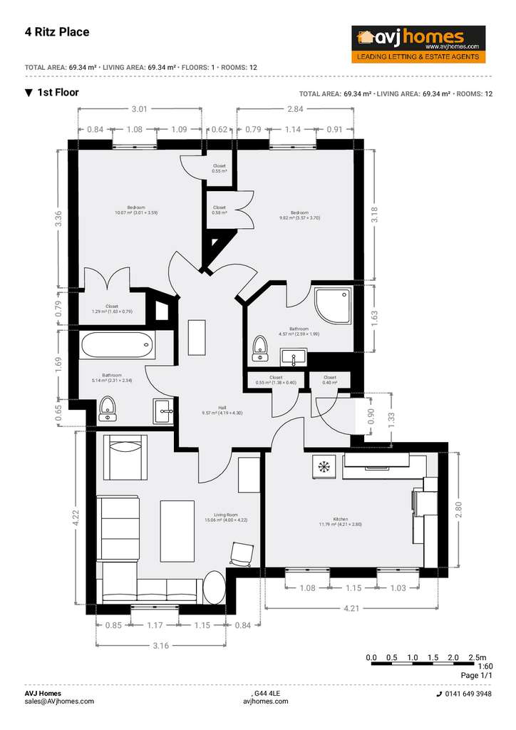 2 bedroom flat to rent - floorplan