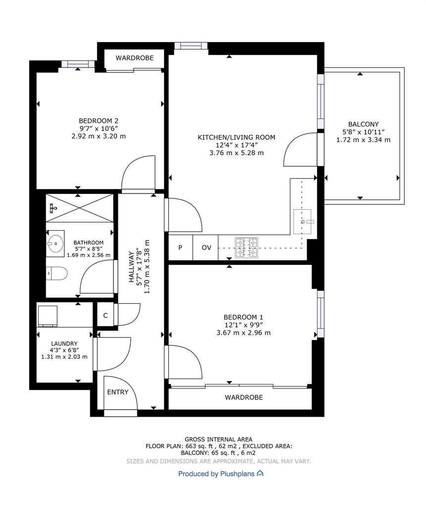 2 bedroom flat for sale - floorplan