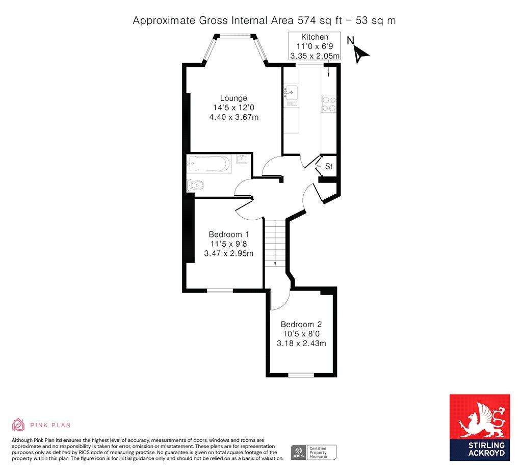 2 bedroom flat to rent - floorplan