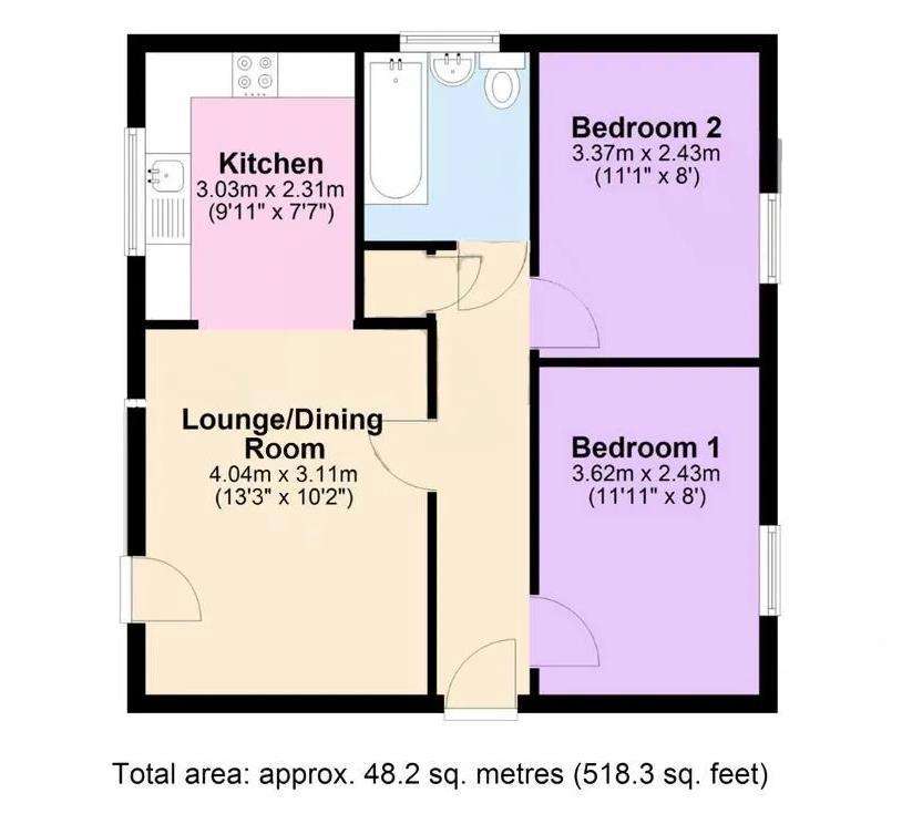 2 bedroom flat to rent - floorplan