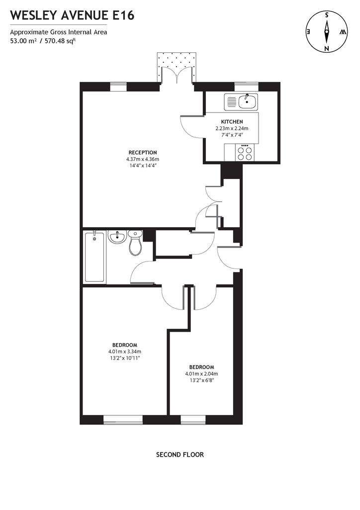 2 bedroom flat to rent - floorplan