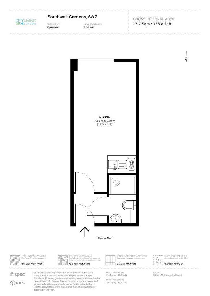 Studio flat to rent - floorplan