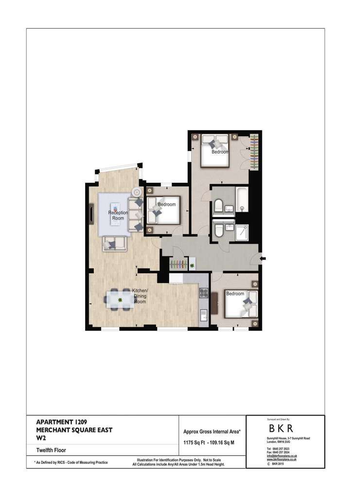 3 bedroom flat to rent - floorplan