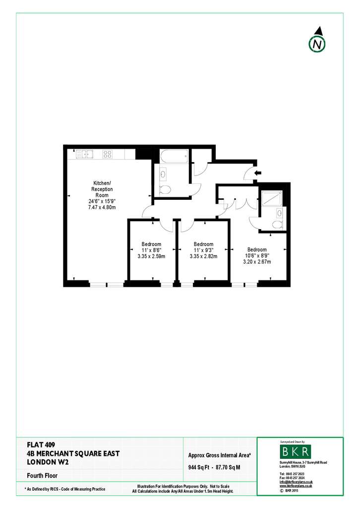 3 bedroom flat to rent - floorplan