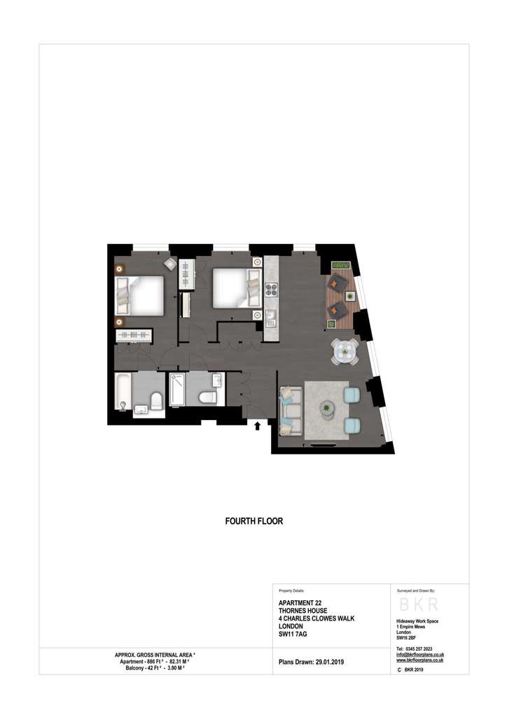 2 bedroom flat to rent - floorplan