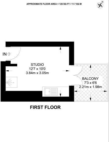 Studio flat to rent - floorplan