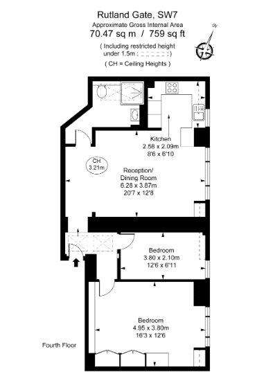 2 bedroom flat to rent - floorplan