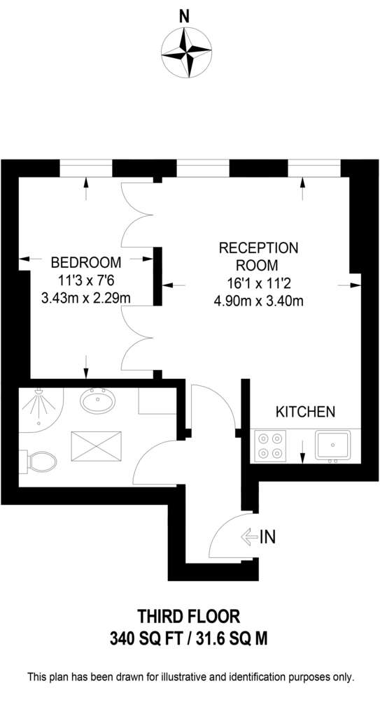 1 bedroom flat to rent - floorplan